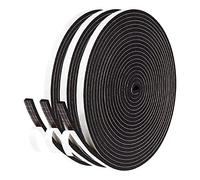 Romon Nastro Sigillante Autoadesivo in Gomma, 3 Rotoli 6x3mm 15m Schiuma Nastro Paraspifferi Porta, Alta Densità Neoprene Adesivo Isolamento Nastro Sigillante per Anti Freddo, Rumore e Collisione