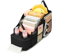 Romon Organizer Bagagliaio Auto, Organizer Macchina con 4 Comparti Grandi & 2 Portabicchieri, Accessorio per Auto per Rangement Ordinato in Auto, Adatto per Viaggi e Uso Quotidiano Nero
