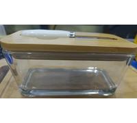 Romon Porta Burro Da Frigorifero, Contenitore In Vetro Senza Piombo Con Coperchio In Bambù E Coltello Da Burro, Lavabile In Lavastoviglie, Multiuso Per Burro E Formaggio