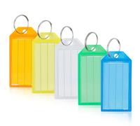Romon Portachiavi, 20 Pezzi Targhette Portachiavi Etichetta Plastica Scrivibile per Porta Chiavi a 5 colori, Tag Chiave Portachiavis ID, Utilizzato per bagagli, per nomi di animali domestici Valigie