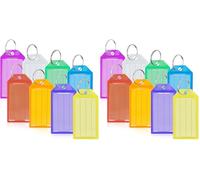 Romon Portachiavi in plastica, 40 pezzi, con etichette in carta vergine, coperchi trasparenti e anelli spaccati robusti, porta chiave assortite ID Eiquette, 5 colori (Confezione da 2)