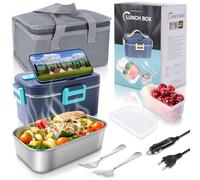 Romon Scaldavivande Elettrico Portatile, 75W Scalda Vivande Portatile con Forchetta e Cucchiaio, 1.8L Porta Pranzo Termico 3 in 1(12V/24V/220V) per Auto Camion e Ufficio Lunch Box Riscaldatore