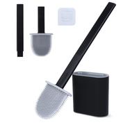 Romon Scopino bagno wc Silicone, Spazzolone WC Bagno con Testa Flessibile a Puntini di Gomma Base Ventilata, Montaggio a Parete Senza Fori, Per Bagno Campeggio
