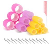Romon Set di Bigodini, 31 pezzi Colorati Senza Calore, Autoadesivi 40mm 30mm 20mm con 12 Pezzi di Clip per Capelli 18 Hair Rollers 1 Pettine Grande