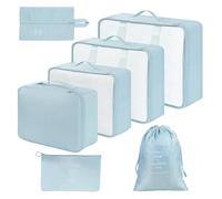 Romon Set Organizzatore Valigia, 7 Pezzi - Packing Cubes Impermeabili per Vestiti, Intimo & Scarpe | Organizzatore Viaggio con Borsa Scarpe e Tascabili