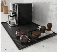 Romon Tappetino per Macchina da Caffè 2 in 1 | Tappetino in Silicone Antiscivolo per Caffè Espresso con Zona Tassaggio, Impermeabile, 40x60 cm, Nero