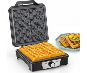 Romon Waffle Maker, Piastra Waffle Macchine per 4 Waffle 1200 Watt Waffel Pancake Piastra Cucina Piccola con Rivestimento Antiaderente Delle Piastre Riscaldanti per Compleanni Feste di Famiglia, Nero