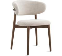 ROMOZ Solid Wood Dining Chairs with Linen Cushion And Curved Backrest,Upholstered Kitchen Chairs,Single Leisure Chair for Living Bedroom Restaurant 1PACK