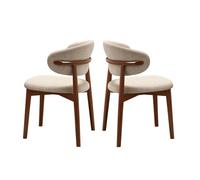 ROMOZ Solid Wood Dining Chairs with Linen Cushion And Curved Backrest,Upholstered Kitchen Chairs,Single Leisure Chair for Living Bedroom Restaurant 2PACK