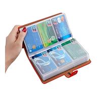 Romozi Porta carte di credito RFID, organizer da lavoro in pelle con 96 scomparti, protezione per la gestione di diverse carte e documenti importanti per evitare perdite o danni (rosso)