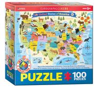 Rompecabezas de 100 piezas con el mapa ilustrado de los Estados Unidos de Am rica de EuroGraphics