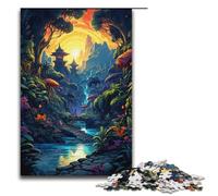 Rompecabezas de 1000 piezas colorido y psicodélico con puesta de sol en la jungla. Divertido rompecabezas para la familia. Gran regalo para fanáticos del anime. Regalo para adultos de 1000 piezas.
