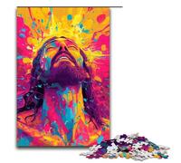 Rompecabezas de 1000 piezas coloridos rompecabezas psicodélicos de Jesús caminando sobre el agua para adultos rompecabezas de madera juegos familiares 1000 piezas (75 x 50 cm)