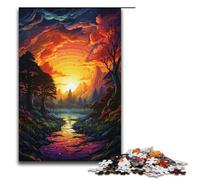 Rompecabezas de 1000 piezas con un atardecer psicodélico colorido. Divertido rompecabezas para la familia. Gran regalo para fanáticos del anime. Regalo para adultos de 1000 piezas.