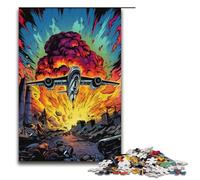 Rompecabezas de 1000 piezas de aviones de guerra psicodélicos coloridos y coloridos. Divertido rompecabezas para la familia. Gran regalo para fanáticos del anime. Regalo para adultos de 1000 piezas.