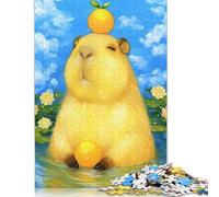 Rompecabezas de 1000 piezas de capibara con fruta naranja para adultos y adolescentes, rompecabezas de papel para adultos, juego educativo, juguete de desafío, 38 x 26 cm/1000 piezas