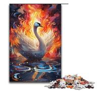 Rompecabezas de 1000 piezas de cisne psicodélico colorido para adultos juego desafiante de madera 1000 piezas (38 x 26 cm)