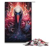 Rompecabezas de 1000 piezas de cisne psicodélico colorido para adultos juego familiar de madera 1000 piezas (38 x 26 cm)