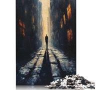 Rompecabezas de 1000 piezas de El Trotamundos Solitario: Escena urbana atmosférica y melancólica con una figura solitaria para adultos y adolescentes. Juego educativo. Juguete de desafío.