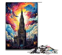 Rompecabezas de 1000 piezas de la Torre Psicodélica de la Catedral de Utrecht de madera para niños interacción entre padres e hijos 75 x 50 cm