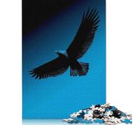 Rompecabezas de 1000 piezas de silueta de águila: Libertad en el aire sobre un póster azul para adultos, juegos educativos para el hogar, juguetes de bricolaje, 1000 piezas (75 x 50 cm)