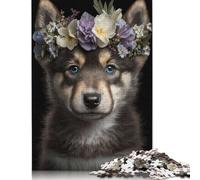 Rompecabezas de 1000 piezas de un adorable bebé lobo esponjoso para adultos, ideal como, sostenible, 38 x 26 cm (1000 piezas).