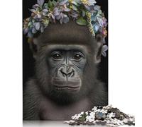 Rompecabezas de 1000 piezas de un adorable gorila bebé esponjoso para adultos, rompecabezas de papel para adultos y adolescentes, juguetes educativos de aprendizaje, 38 x 26 cm (1000 piezas)