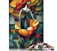 Rompecabezas de 1000 piezas El nacimiento de Venus - Visión minimalista cubista - Obra maestra vibrante inspirada en Sandro Botticelli para educación de adolescentes adultos