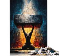 Rompecabezas de 1000 piezas "El Peso del Nombre" - Figura arrodillada bajo una piedra sagrada para adultos y adolescentes (75 x 50 cm)