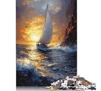 Rompecabezas de 1000 piezas "Navegando al atardecer", inspirado en el arte impresionista, ideal para regalar en Navidad, 1000 piezas (75 x 50 cm)
