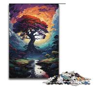 Rompecabezas de 1000 piezas para adultos colorido árbol psicodélico paisaje mágico juego práctico decoración única para el hogar y regalos 1000 piezas (38 x 26 cm)