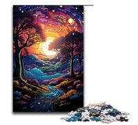 Rompecabezas de 1000 piezas para adultos colorido árbol psicodélico paisaje mágico rompecabezas de madera para adultos y niños herramienta para aliviar el estrés 1000 piezas (75 x 50 cm)