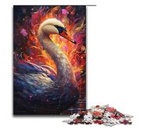 Rompecabezas de 1000 piezas para adultos colorido cisne psicodélico de madera juego educativo para adultos juguete de desafío 1000 piezas (38 x 26 cm)