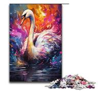 Rompecabezas de 1000 piezas para adultos colorido cisne psicodélico juego práctico decoración única para el hogar y regalos 1000 piezas (38 x 26 cm)