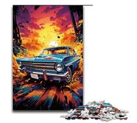 Rompecabezas de 1000 piezas para adultos colorido coche psicodélico retro al atardecer juego práctico decoración única para el hogar y regalos 1000 piezas (75 x 50 cm)