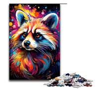 Rompecabezas de 1000 piezas para adultos colorido mapache psicodélico juego práctico decoración única para el hogar y regalos 1000 piezas (75 x 50 cm)