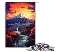 Rompecabezas de 1000 piezas para adultos colorido paisaje psicodélico del monte Fuji en Japón rompecabezas de madera para adultos y niños herramienta antiestrés 1000 piezas (75 x 50 cm)