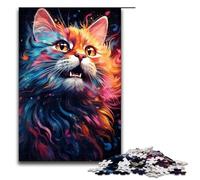 Rompecabezas de 1000 piezas para adultos colorido psicodélico animal alma gato familia divertido rompecabezas con póster a juego y hoja de trivia 1000 piezas (75 x 50 cm)