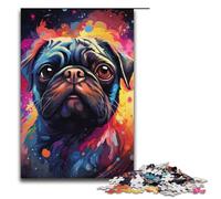 Rompecabezas de 1000 piezas para adultos colorido psicodélico animal espiritual pug ideal como regalo para toda la familia 1000 piezas (38 x 26 cm)