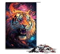 Rompecabezas de 1000 piezas para adultos colorido psicodélico tigre de fuego siberiano rompecabezas de madera para adultos juego desafiante 1000 piezas (75 x 50 cm)