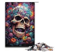 Rompecabezas de 1000 piezas para adultos colorido rompecabezas de calavera psicodélica juego práctico decoración única para el hogar y regalos 1000 piezas (38 x 26 cm)