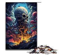 Rompecabezas de 1000 piezas para adultos colorido rompecabezas de madera con diseño de calavera y pulpo psicodélico para adultos y niños herramienta para aliviar el estrés (75 x 50 cm)