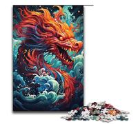 Rompecabezas de 1000 piezas para adultos colorido rompecabezas psicodélico de dragón rojo juego práctico decoración única para el hogar y regalos 1000 piezas (38 x 26 cm)