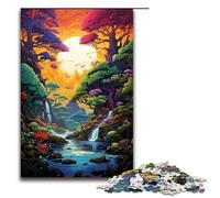 Rompecabezas de 1000 piezas para adultos colorido rompecabezas psicodélico de jungla y atardecer de madera juego educativo juguete de desafío 1000 piezas (75 x 50 cm)