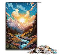 Rompecabezas de 1000 piezas para adultos coloridos rompecabezas psicodélicos de atardecer en las montañas regalo de cumpleaños para adolescentes de 14 años en adelante 1000 piezas (38 x 26 cm)