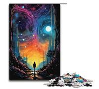 Rompecabezas de 1000 piezas para adultos coloridos rompecabezas psicodélicos de madera "Caminando entre las estrellas" para adultos y niños herramienta para aliviar el estrés (38 x 26 cm)