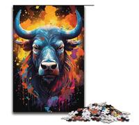 Rompecabezas de 1000 piezas para adultos con un realismo psicodélico colorido de vacas rompecabezas de madera juego educativo juguete de desafío 1000 piezas (38 x 26 cm)