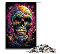 Rompecabezas de 1000 piezas para adultos diseño de calavera psicodélica colorida de madera ideal para juegos familiares y cumpleaños 1000 piezas (75 x 50 cm)