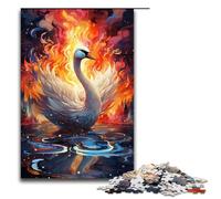 Rompecabezas de 1000 piezas para adultos diseño de cisne psicodélico colorido divertido rompecabezas familiar con póster a juego y hoja de trivia (75 x 50 cm)