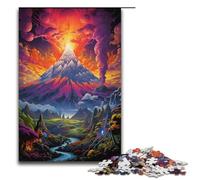 Rompecabezas de 1000 piezas para adultos diseño de volcán psicodélico colorido de madera ideal para juegos familiares y cumpleaños (38 x 26 cm)